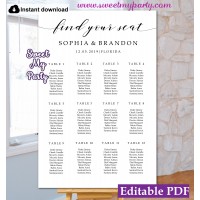 Modern Calligraphy seating chart template,Rustic seating chart template, (47)